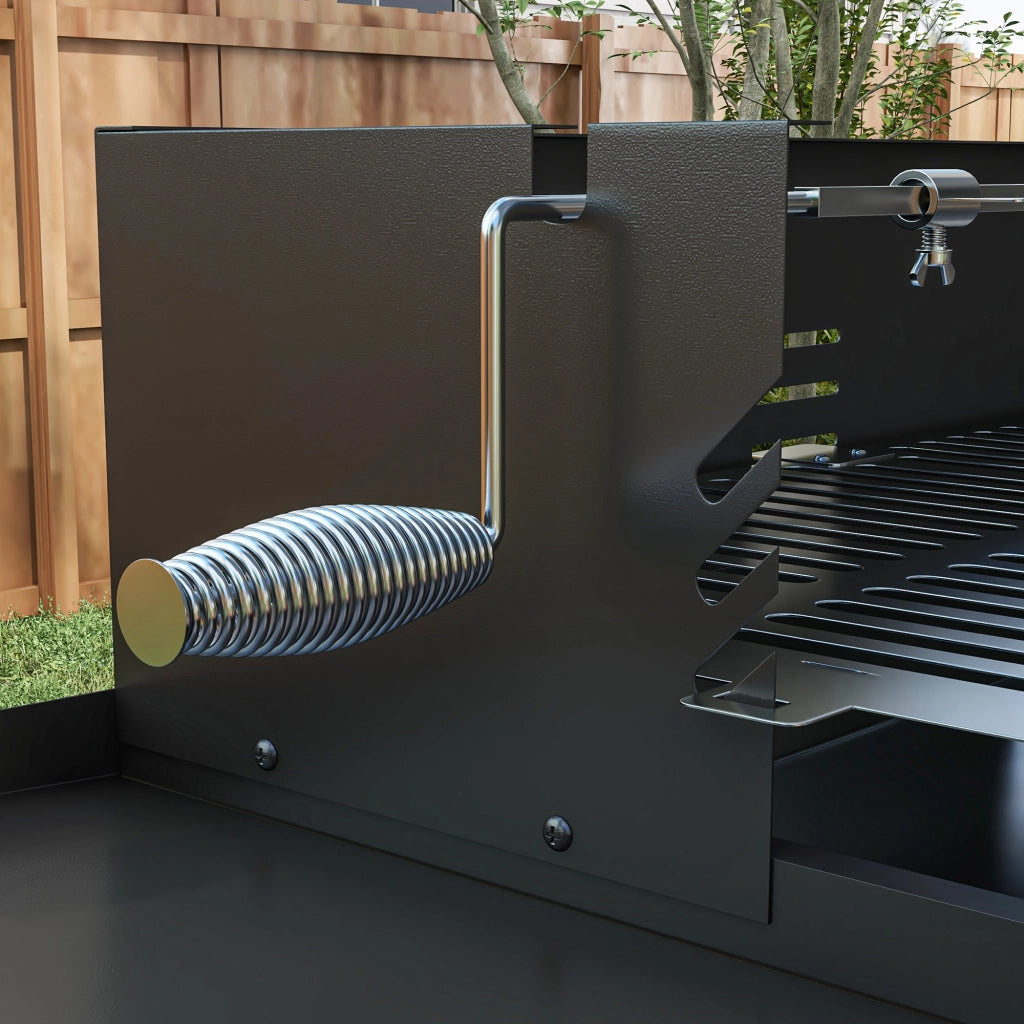 Barbecue a Carbone con Spiedo Rotante ¨C Xylo ¨C Griglia Regolabile 118x32x90cm Nero