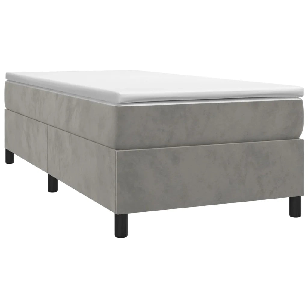 Letto singolo | Letto per adulti | Giroletto a Molle con Materasso Grigio Chiaro 80x200 cm Velluto