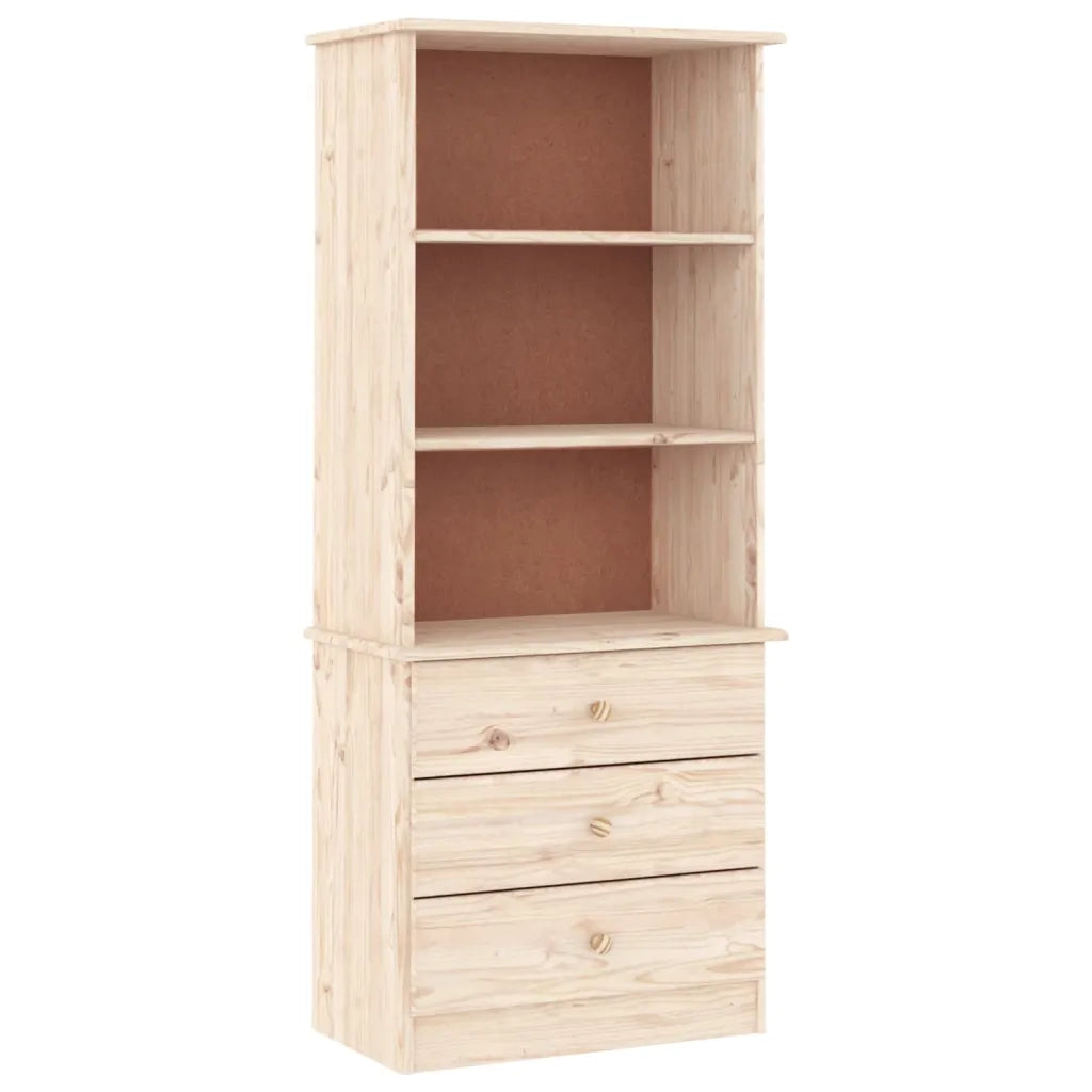 Libreria con Cassetti-Scaffale per Libri-Mobile di Stoccaggio ALTA 60x35x142 cm Legno Massello di Pino