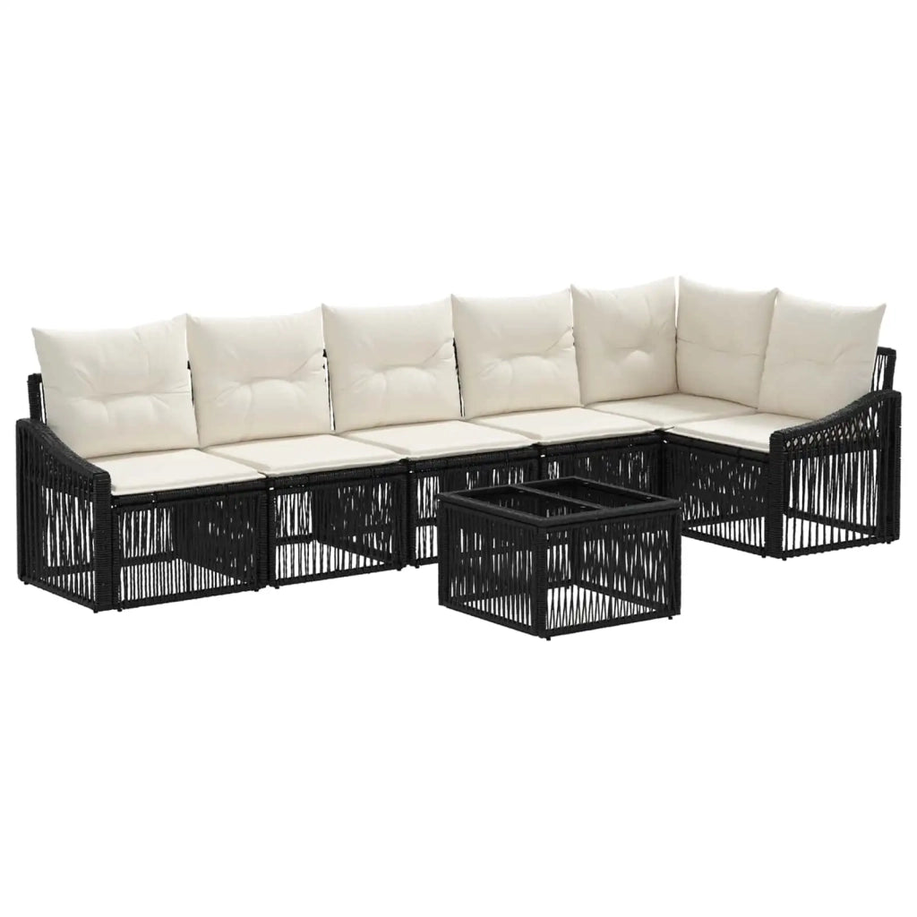 Set Divano da Giardino 7 pcs Nero polyrattan 3436012