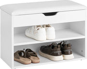 Banco per scarpe con sedile - Raccoglitore per scarpe - Cassa di protezione - Pannello di spugna bianca - Cuscino in PU - Duraturo e sicuro - 60 cm x 30 cm x 44 cm