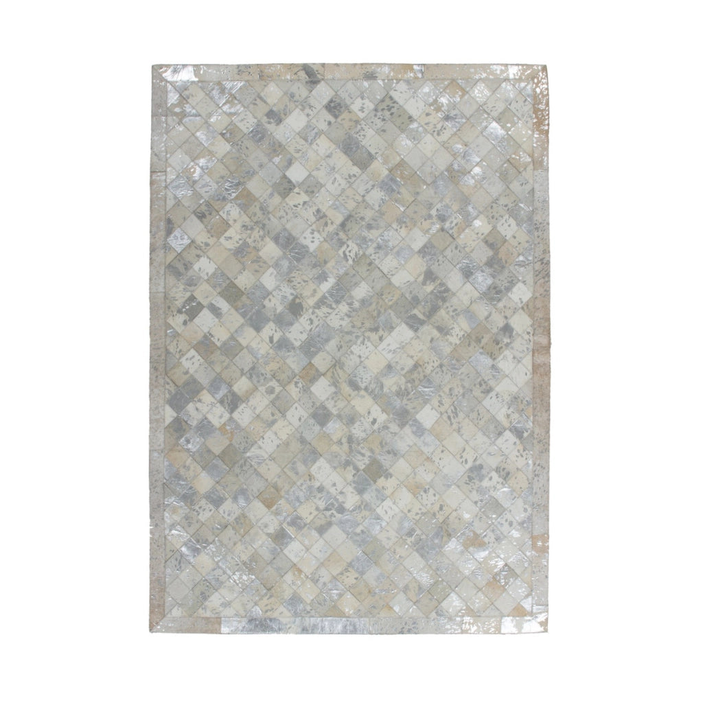 Tappeto Eclipse 200 in Vera Pelle Grigio e Argento