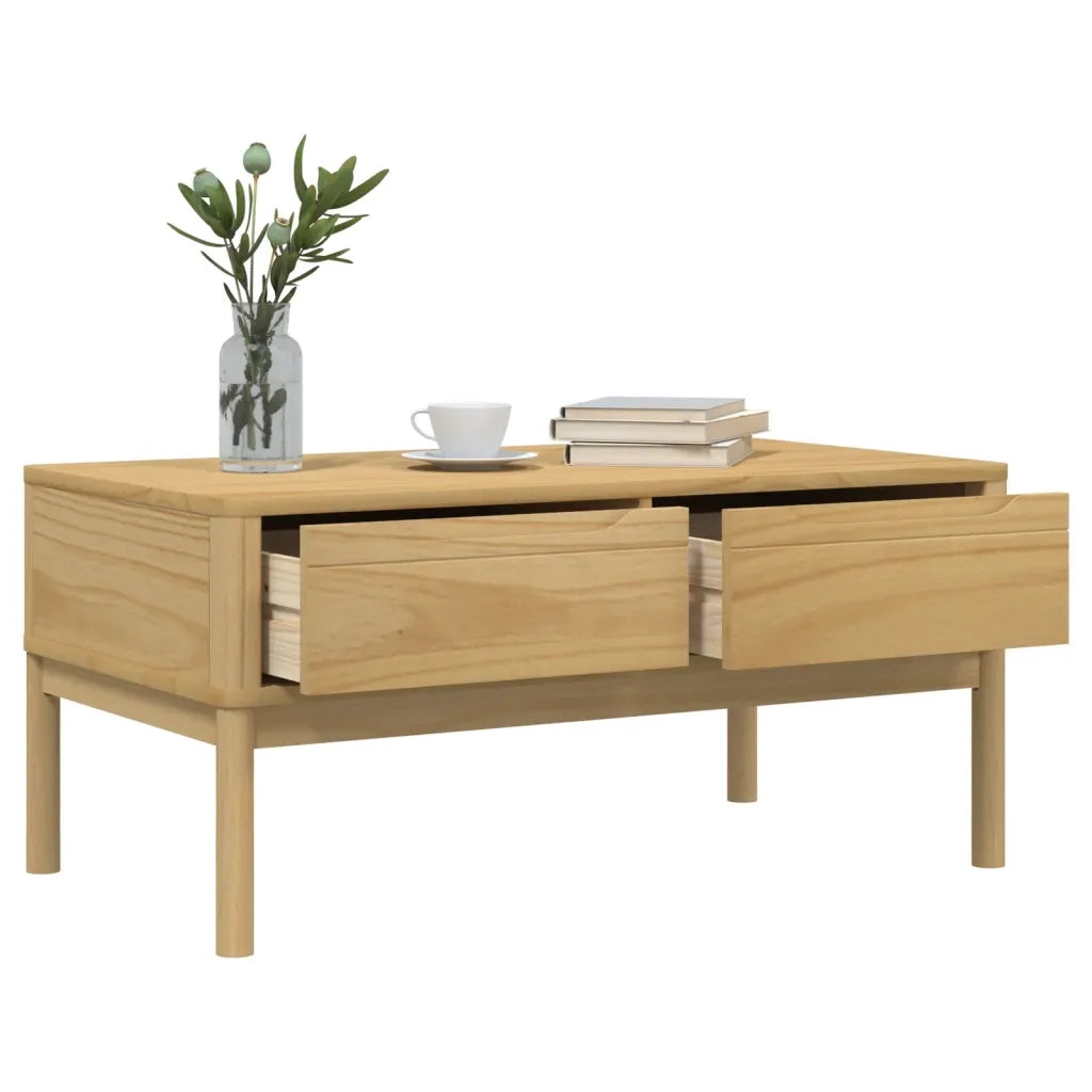 Tavolino FLORO Marrone Cera 99x55,5x45 cm in Legno di Pino 374017