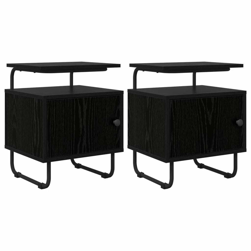 Armadio da Notte 2 pz Rovere Nero Legno ingegnerizzato 8007636