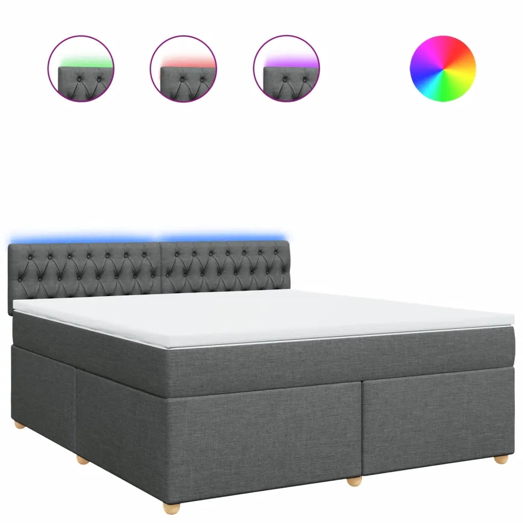 Giroletto a Molle con Materasso Grigio Scuro 180x200 cm Tessuto