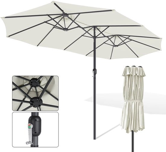 Parasole con 3 tende Crème – Ideale per aree esterne ampie