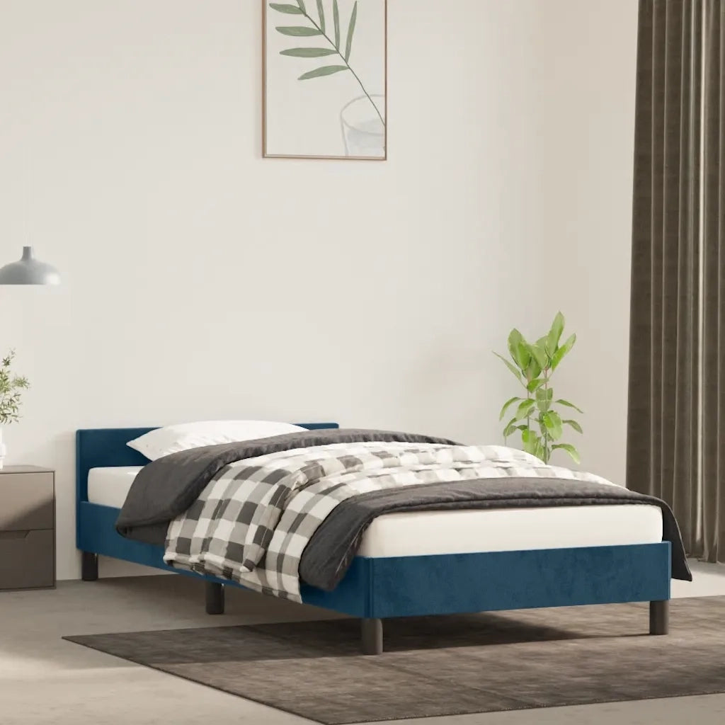 Letto singolo | Letto per adulti | Giroletto senza Materasso Blu Scuro 90x200 cm in Velluto