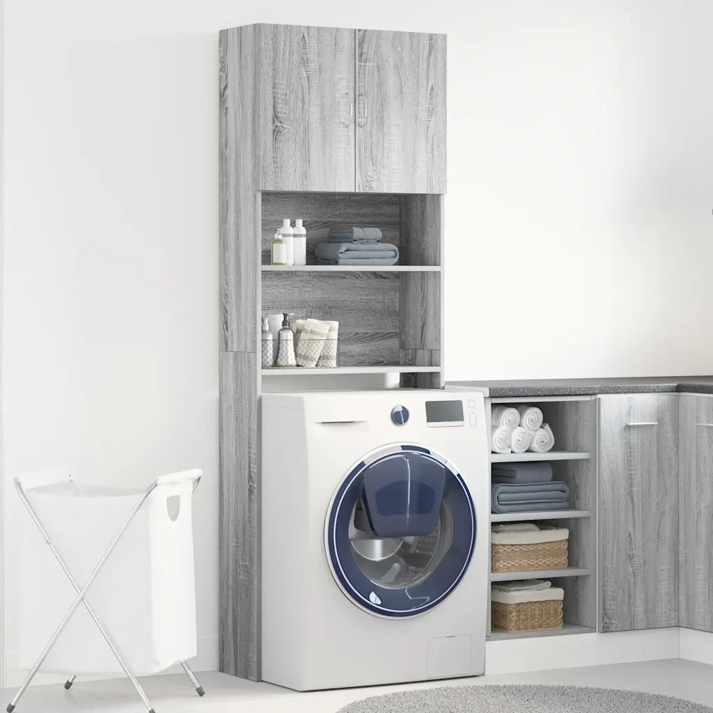 Mobile Lavatrice Grigio Sonoma 64x24x190 cm Legno Multistrato CFW7826054