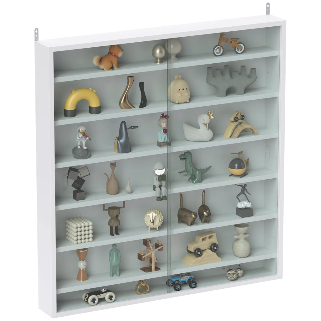 Libreria a Muro con Ripiani Aggiustabili e 2 Ante Scorrevoli Vetro ¨C Minimal ¨C Bianco 80x9.5x83 cm