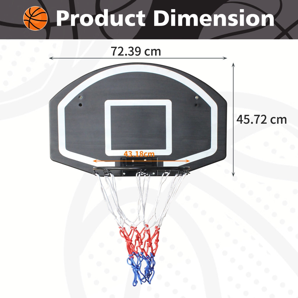 CANESTRO DA BASKET DA PARETE 72,39x45,72 cm NERO