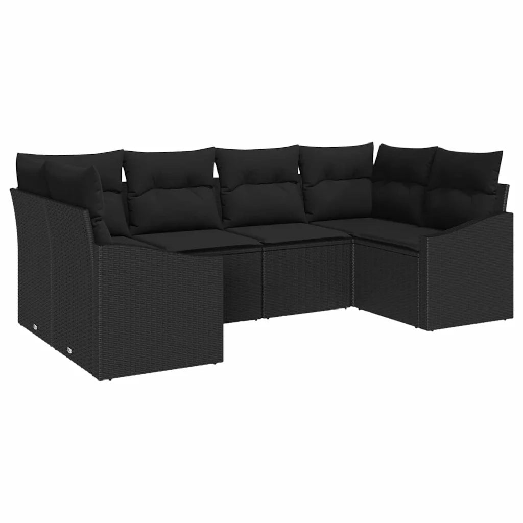 Set Divano da Giardino con archiviazione 6 pcs Nero polyrattan