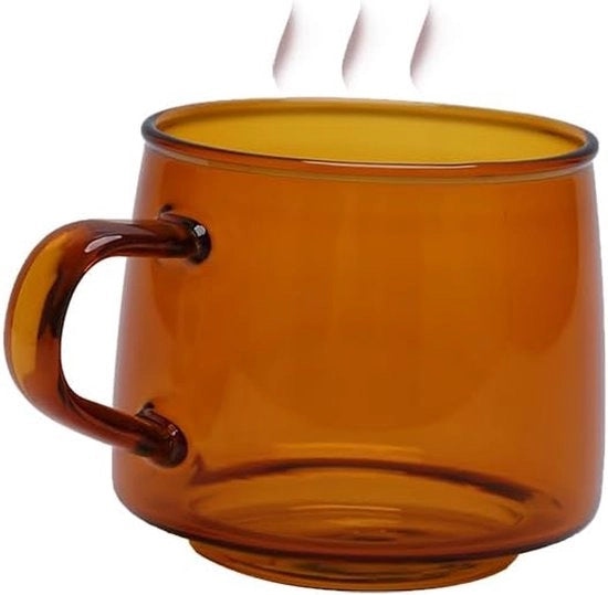 Tazza da caffè in vetro 350ml resistente a elevate temperature - per ufficio e caffetteria - amber
