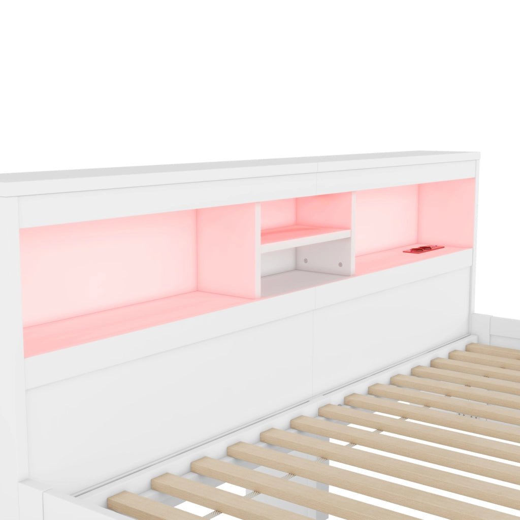 Letto daybed 90x200 cm con LED, USB e 2 cassetti