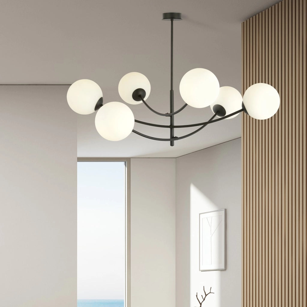 Lampadario Emibig Hunter 6 nero/opalino 6xE14 1102/6