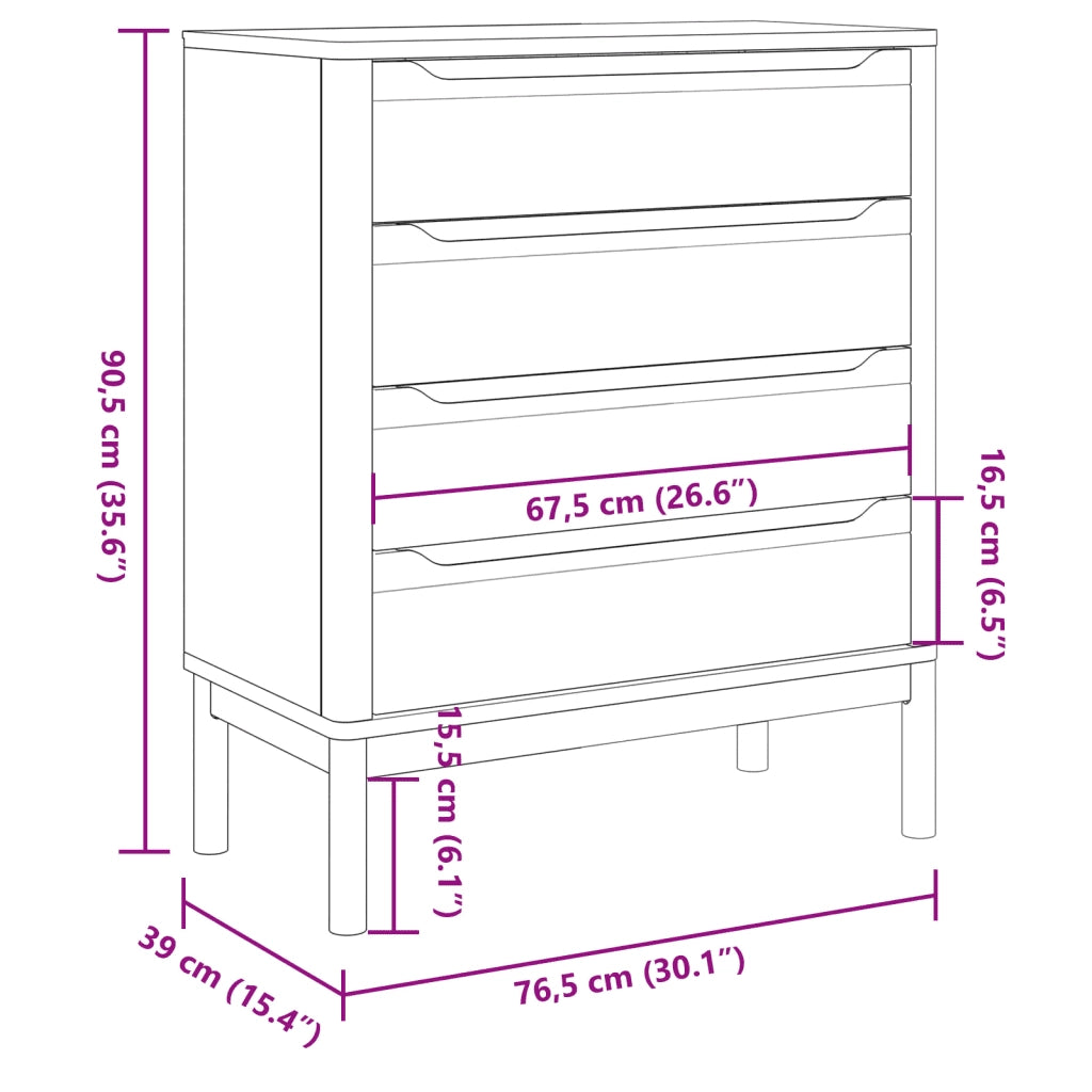 Cassettiera FLORO Grigia in Legno Massello di Pino 374010