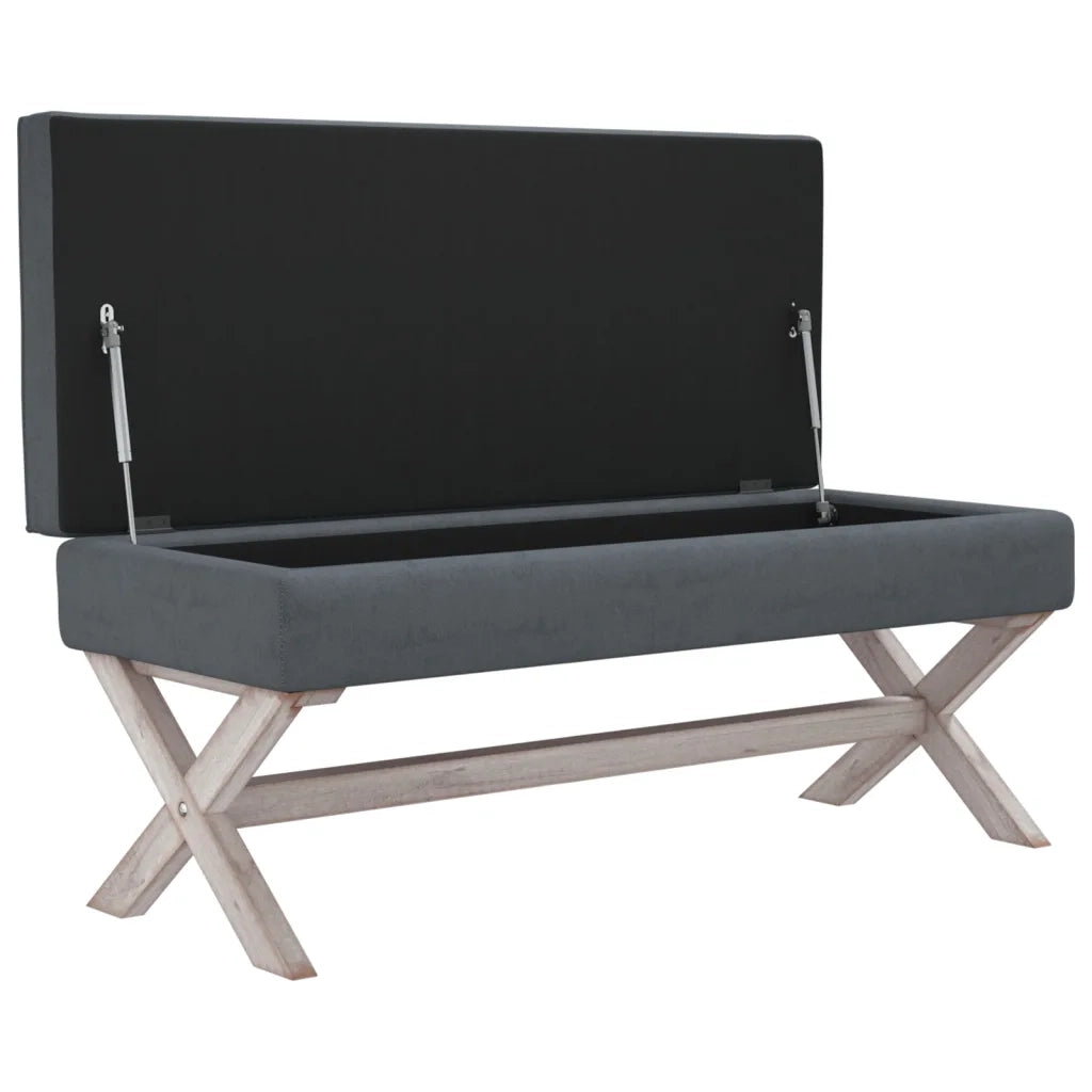 Sgabello Portaoggetti Grigio Scuro 110x45x49 cm in Velluto 344526