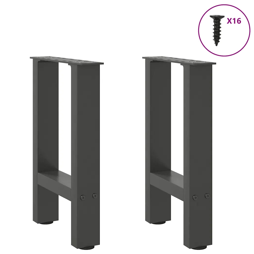 Gambe per Tavolino da Caff¨¨ Antracite 2 pz-Set di 2 Gamba per Tavolo 28x(42-43) cm Acciaio