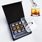 Pietre di Raffreddamento per Whisky - 12 Pack Pietre di Acciaio per Igelato - Regali per Natale - Accessori per Bar - Pietre di Raffreddamento per Vino - Pietre di Raffreddamento per Whisky con Alta Capacità di Raffreddamento - Inclusa Spunta e Ghiacciaia