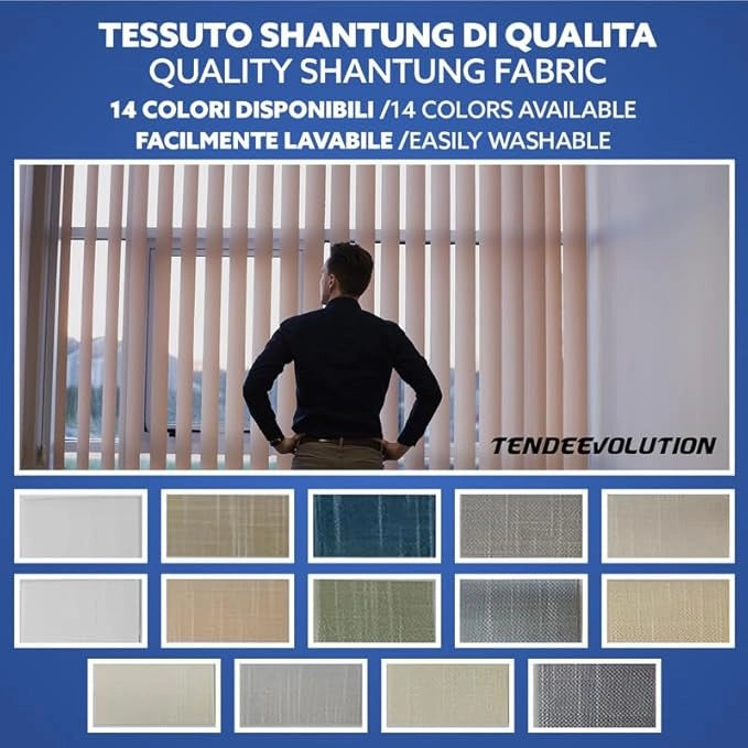 Tenda Verticale Shantung 127mm - Colore Marrone Chiaro 56, Attacco Soffitto - Larghezza 1m x Altezza 2,50m - Apertura Sinistra - Per Casa E Ufficio