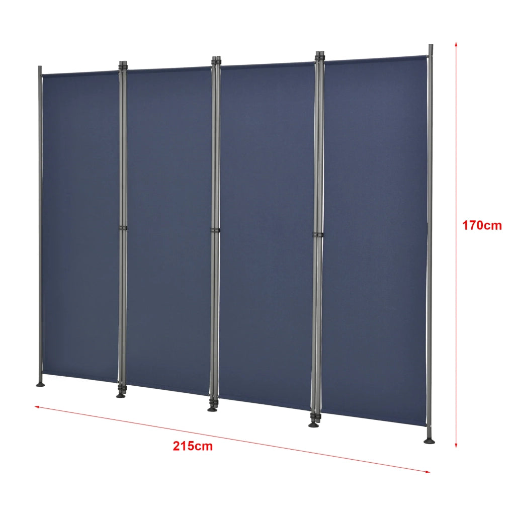 Schermo divisorio in poliestere a 4 pannelli 215 x 170 cm blu scuro 03_0006551