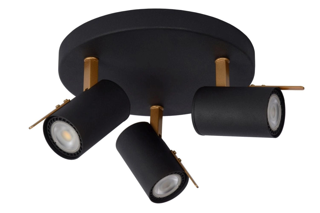 Lucide Grony plafoniera LED nera 3xGU10 5W 2200-3000K