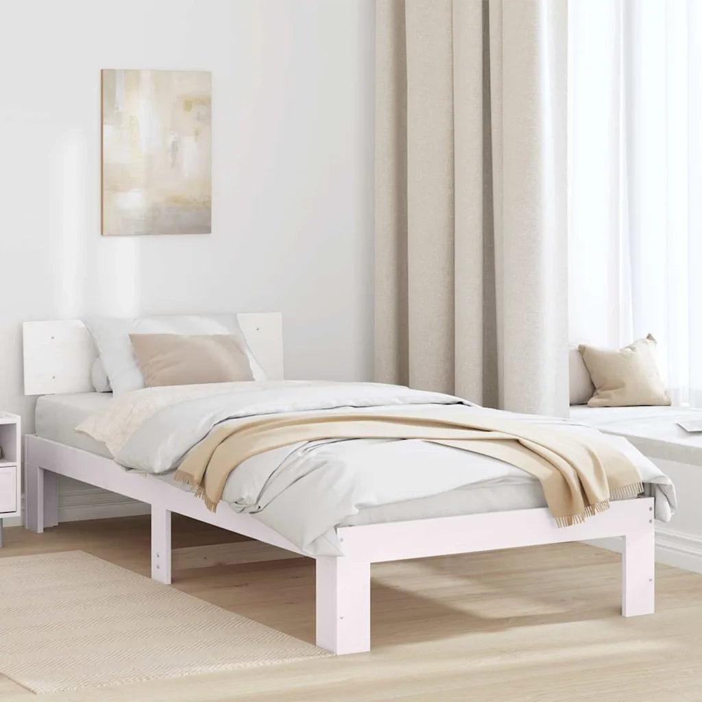 Letto singolo | Letto per adulti | Struttura del letto Bianco 100 x 200 cm Pino massello