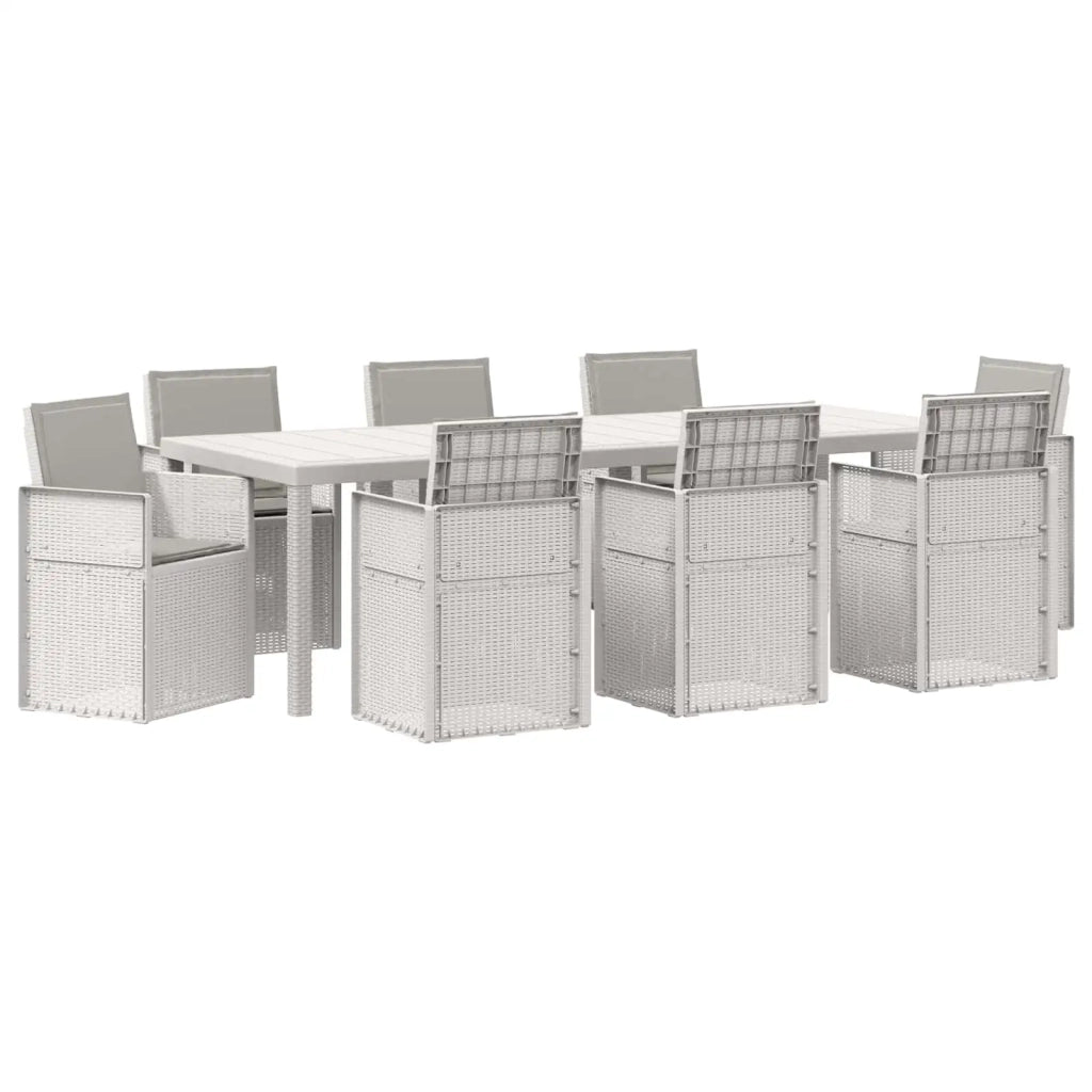 Set da Pranzo per Giardino 9 pcs Bianco e Grigio Chiaro PP 3430098