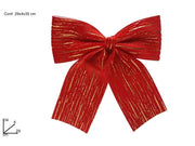Fiocco Floccato Natalizio Natale Rosso con Strisce Oro 29 x 24 cm