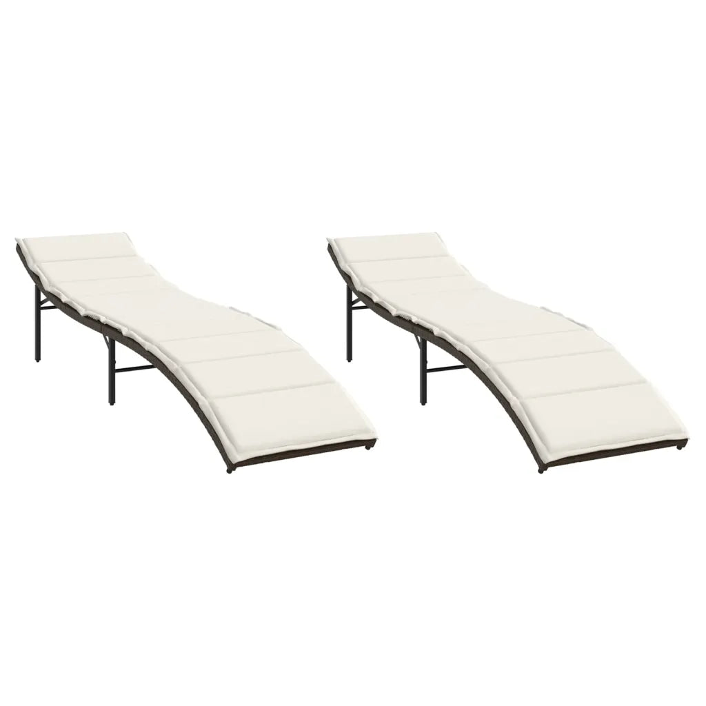 Lettini Prendisole 2 pz con Cuscini Marrone in Polyrattan 3277302