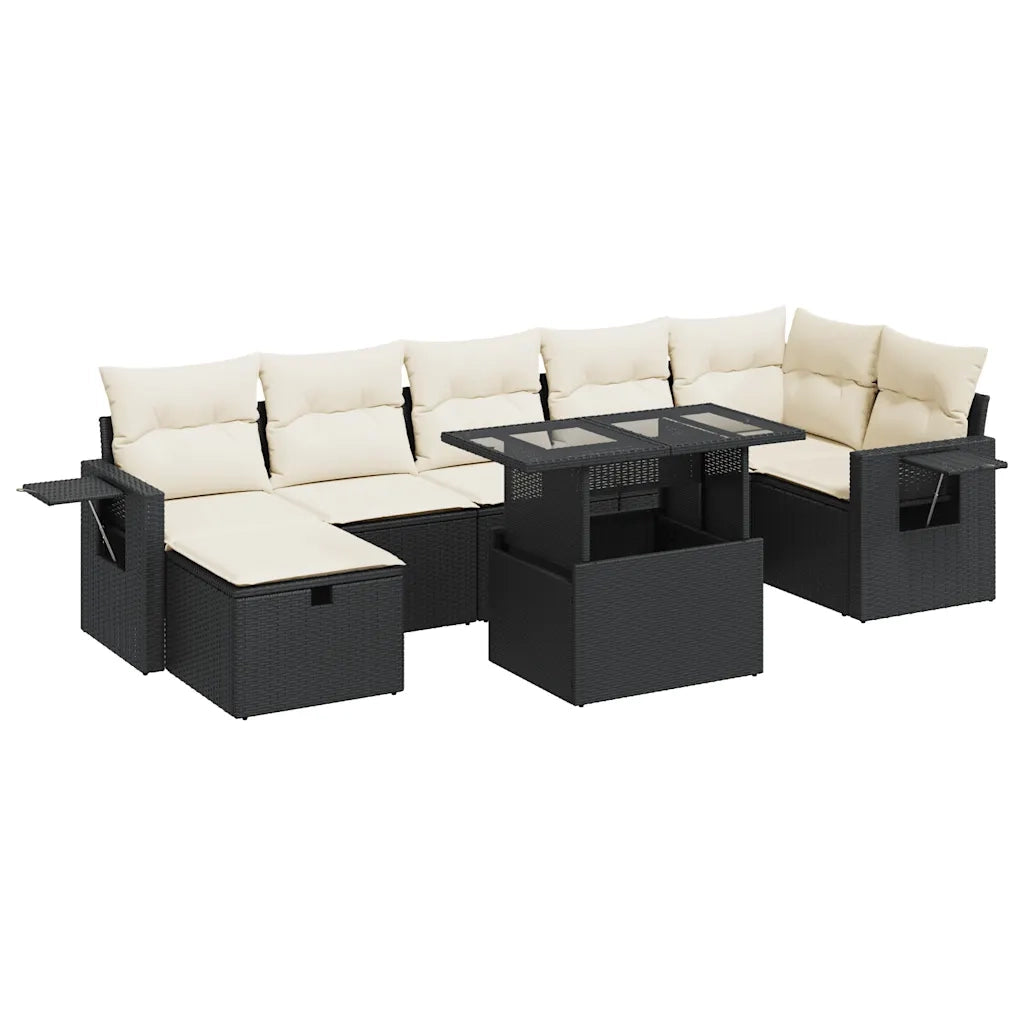 Set Divani da Giardino con Cuscini 8 pz Nero in Polyrattan 3327866