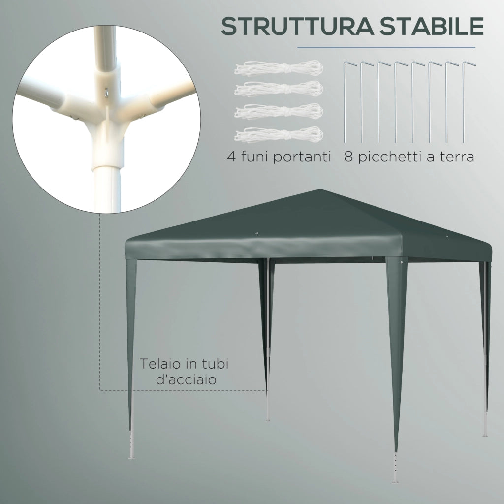 Gazebo da Giardino ¨C Minimal ¨C Verde Scuro Acciaio 270x270 cm