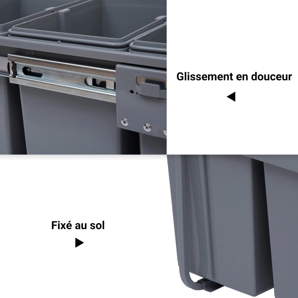 Pattumiera Estraibile 40L ¨C Xylo ¨C 3 Cestelli Removibili Grigio