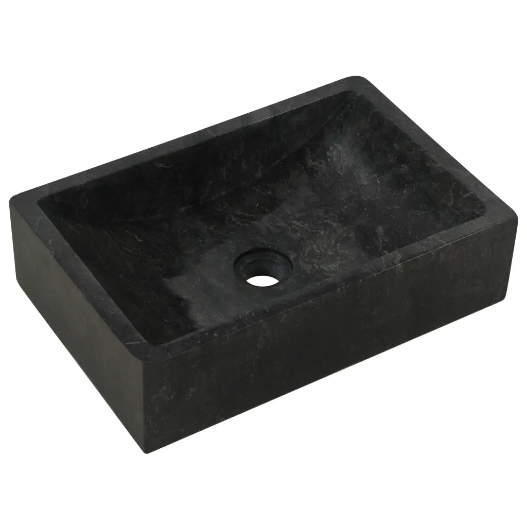 Mobile Vanità Bagno e Lavandini Marmo Nero Legno Massello Teak 3096577