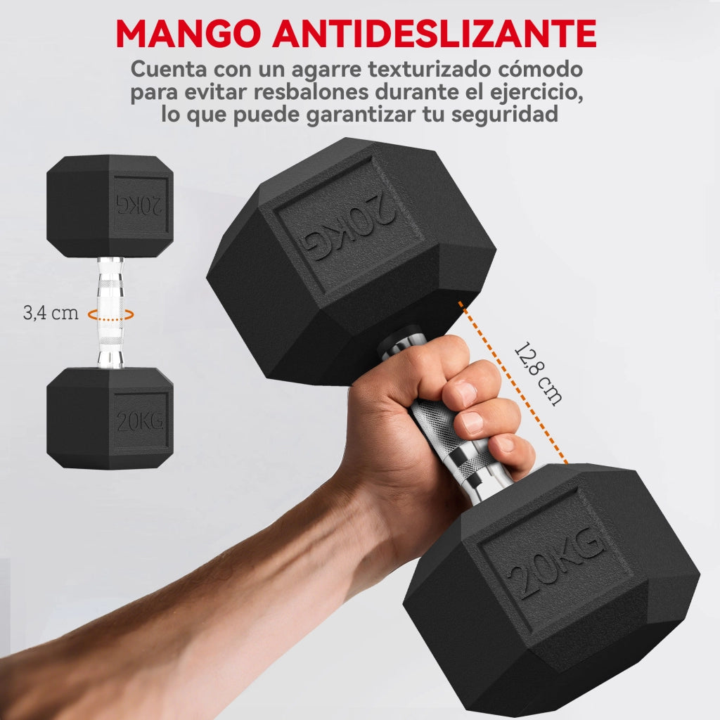 Pesas Esagonali in Ghisa 20 kg ¨C Minimal ¨C Nero
