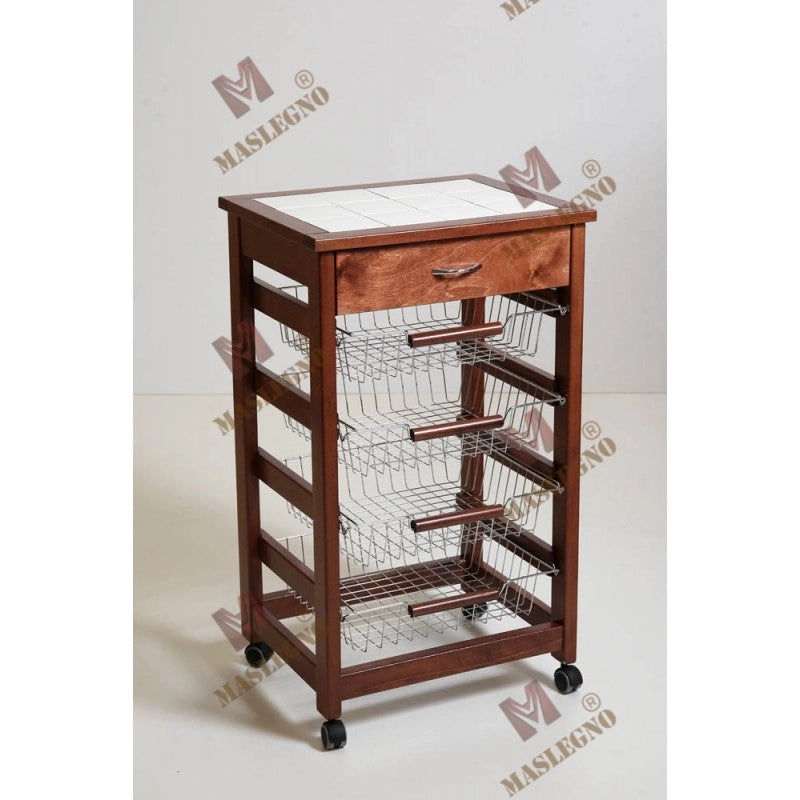 Carrello portafrutta Vesuvio con cassetto senza base - noce