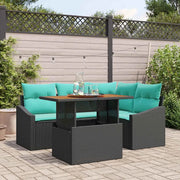 Set da Pranzo per Giardino con cuscino 5 pcs Nero e Verde acqua 3349836