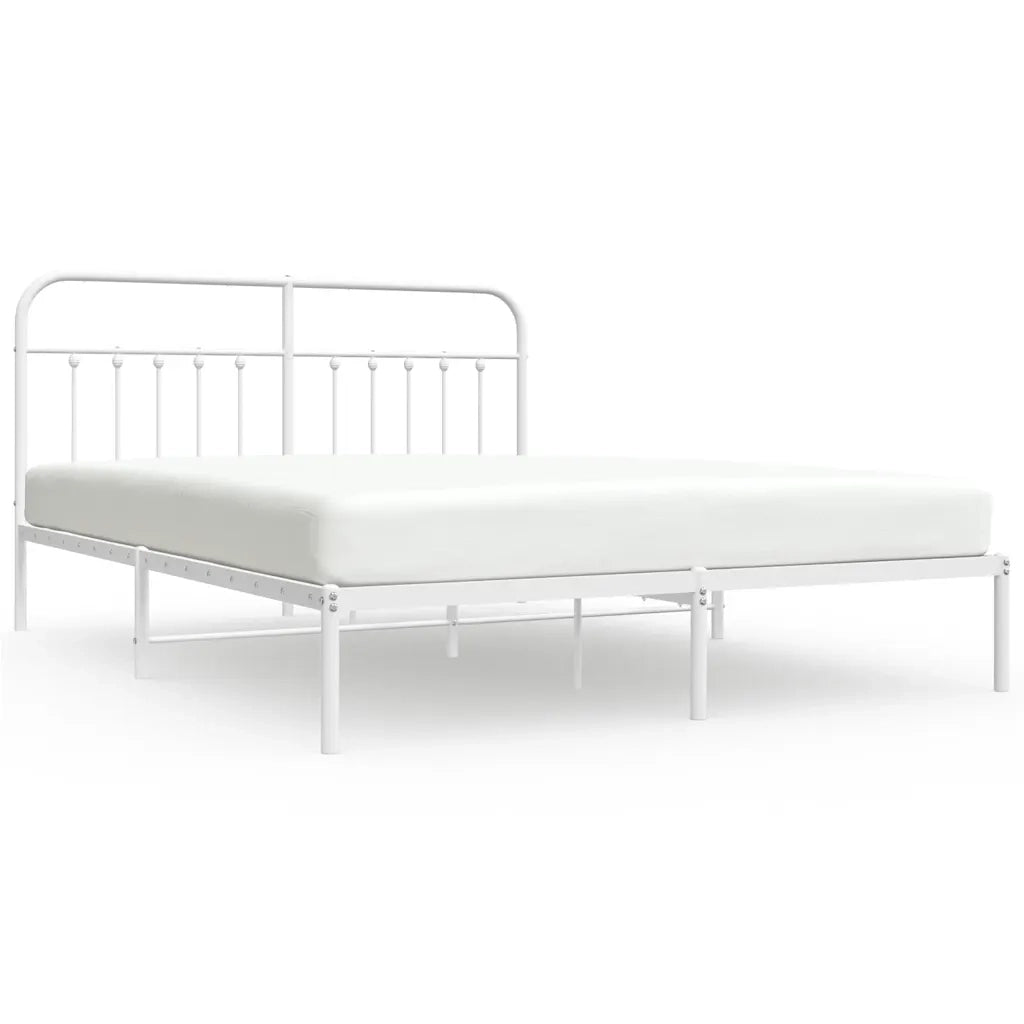 Letto matrimoniale | Letto per adulti | Giroletto con Testiera Metallo Bianco 183x213 cm