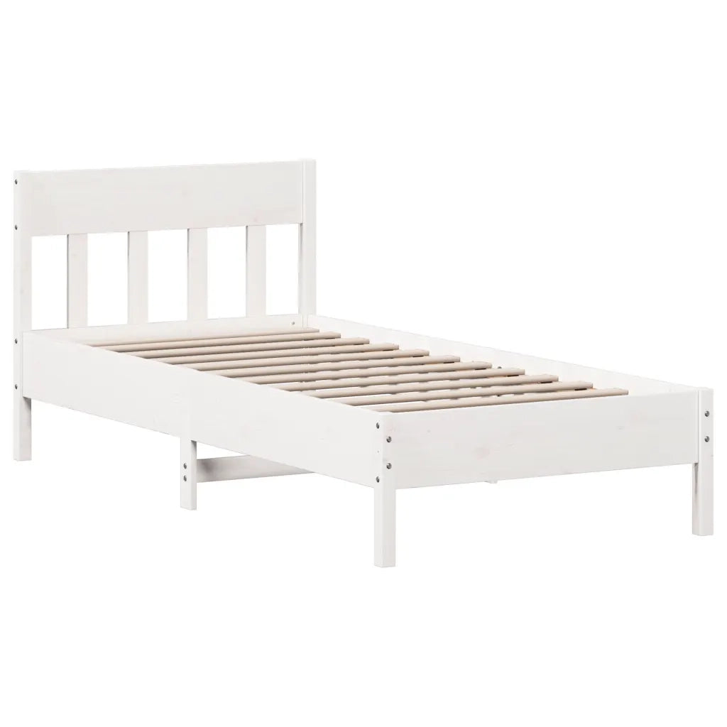 Letto senza Materasso Bianco 90x200 cm Legno Massello di Pino 842659