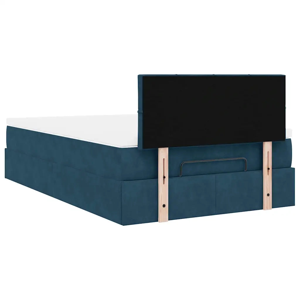 Struttura Letto Pouf con Materasso Blu Scuro 120x200 cm Velluto 3311769