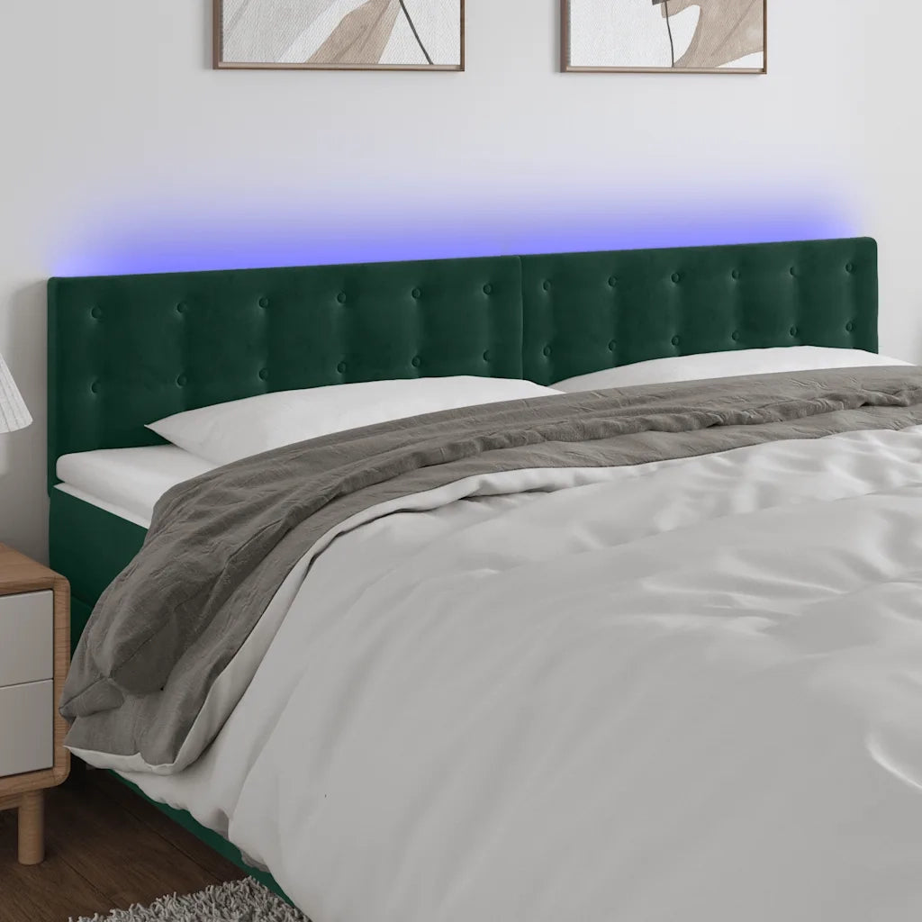 Testiera a LED Verde Scuro 180x5x78/88 cm in Velluto 3122109