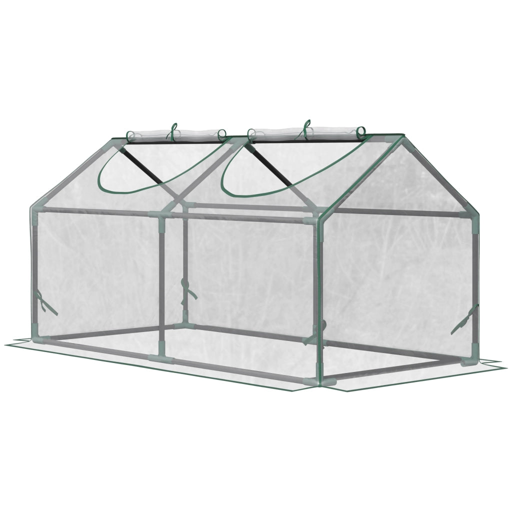 Mini Serra da Giardino con 2 Finestre Avvolgibili e Copertura PVC Anti-UV, 120x60x60cm, Trasparente