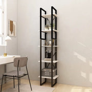 Libreria a 5 Ripiani-Scaffale per Libri-Mobile di Stoccaggio Bianca 40x30x175 cm in Legno di Pino