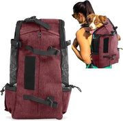 Borsa da Viaggio per Cani e Gatti - Respirabile e Comoda con Cinture Spesse alle Spalle - 16.5kg Rosso