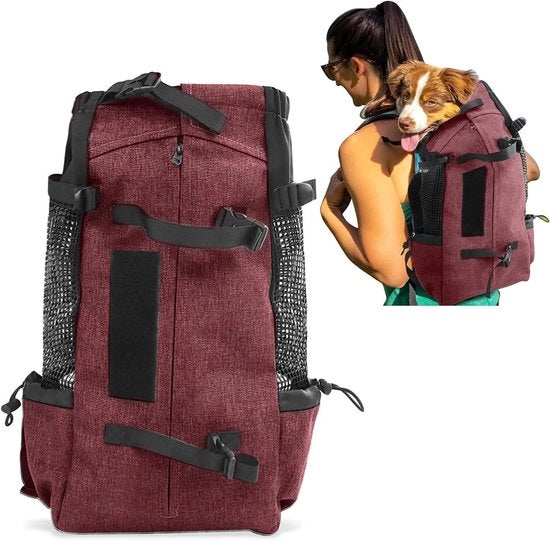 Borsa da Viaggio per Cani e Gatti - Respirabile e Comoda con Cinture Spesse alle Spalle - 16.5kg Rosso