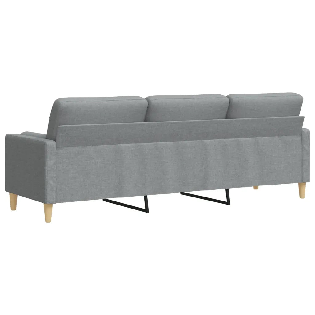 Divano a 3 Posti con Cuscini-Sofa 3 Posti con Cuscini Grigio Chiaro 210 cm in Tessuto