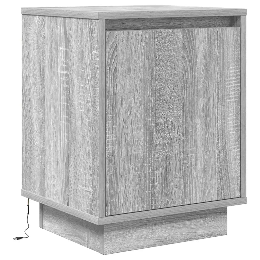 Comodino con Luci LED Grigio Sonoma 38x34x50 cm 861275