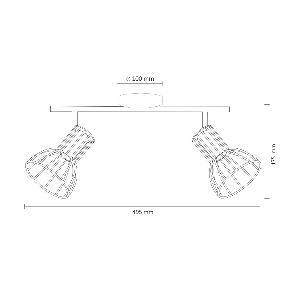 Lampada parete/soffitto orientabile 2 luci E14 nero rame