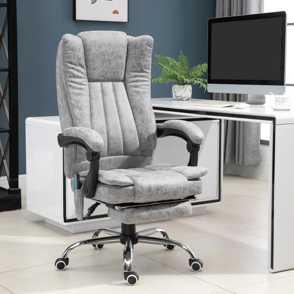 Poltrona da Ufficio Massaggiante Riscaldante Reclinabile ¨C Xylo ¨C Grigio con Poggiapiedi 62x70x113-120 cm