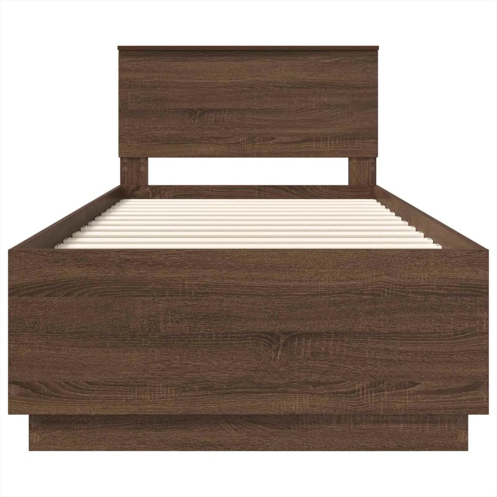 Struttura del letto con testiera Rovere Marrone 70 x 190 cm 3408221