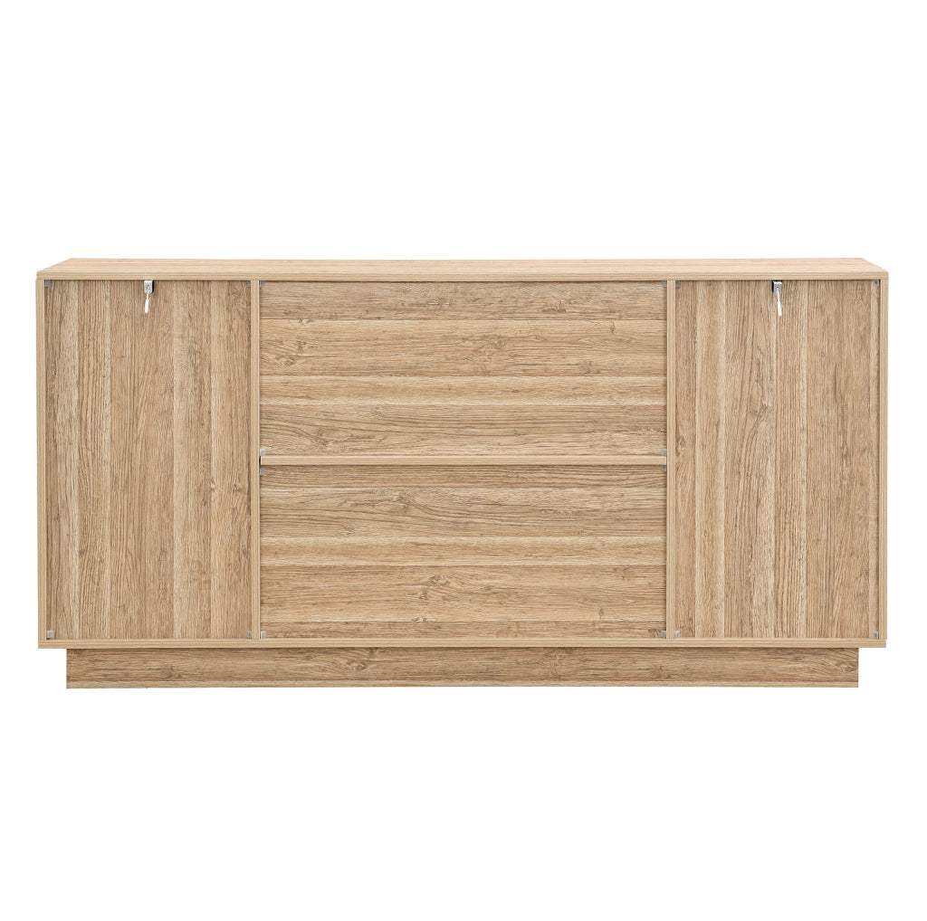 Madia 160x40x80 cm con ante e ripiani regolabili in pannello truciolare naturale